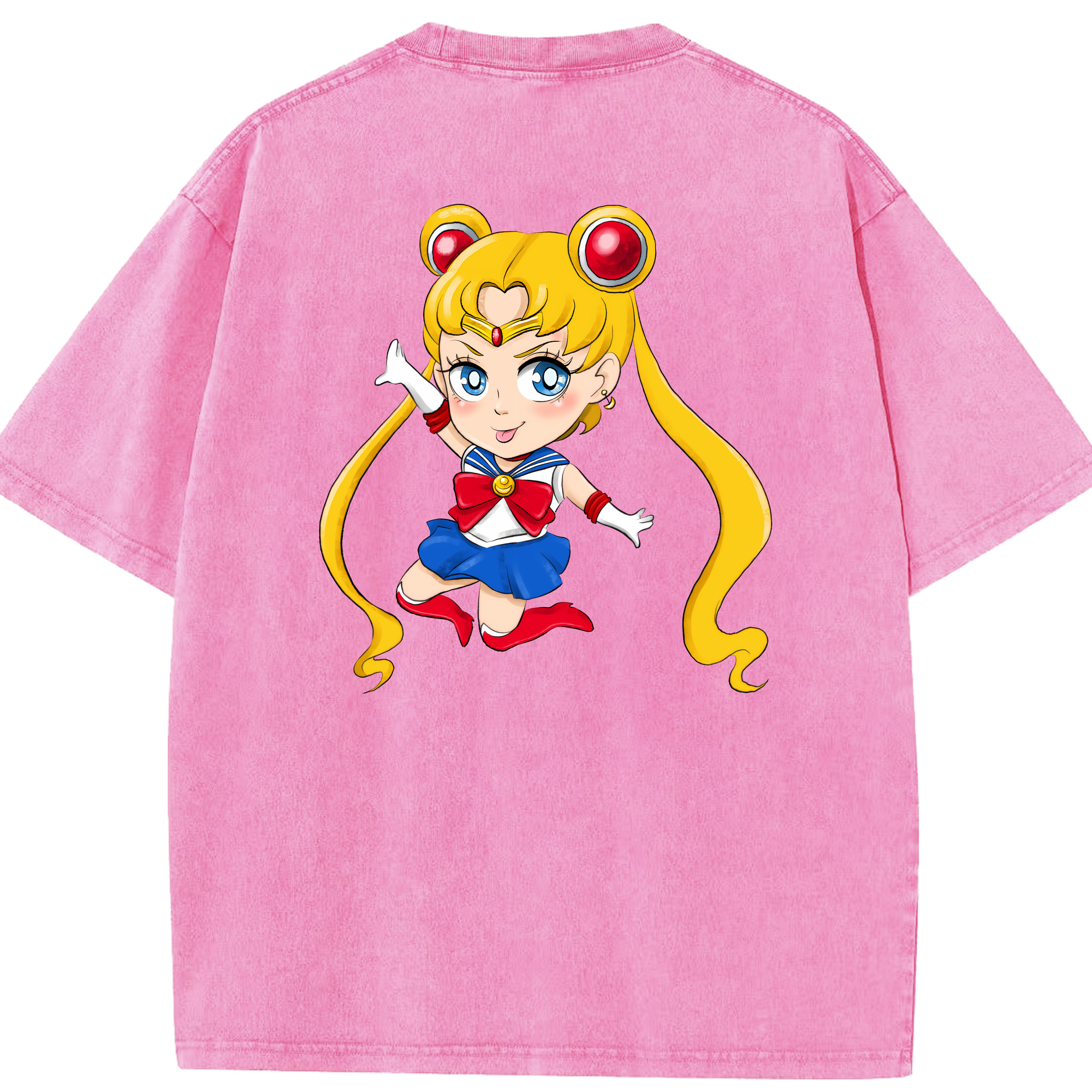 （画像用） 美少女戦士セーラームーン 月野 うさぎ つきの うさぎ Sailor Moon Tsukino Usagi 綿100% ヴィンテージ風 半袖Tシャツ（背面プリント）